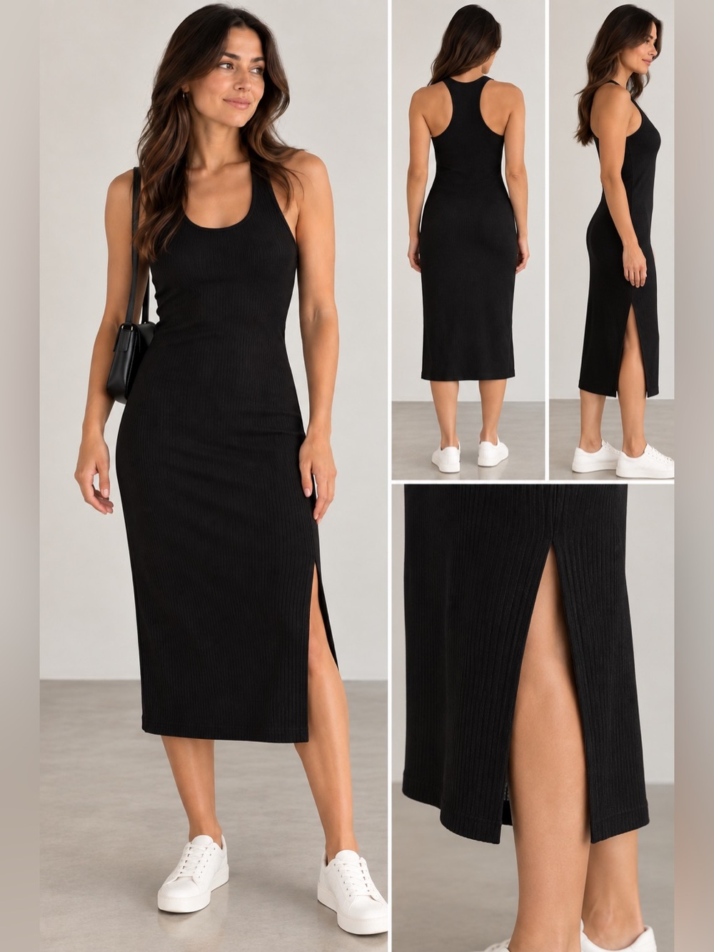 Hello Molly Black Ribbed Racerback Dress